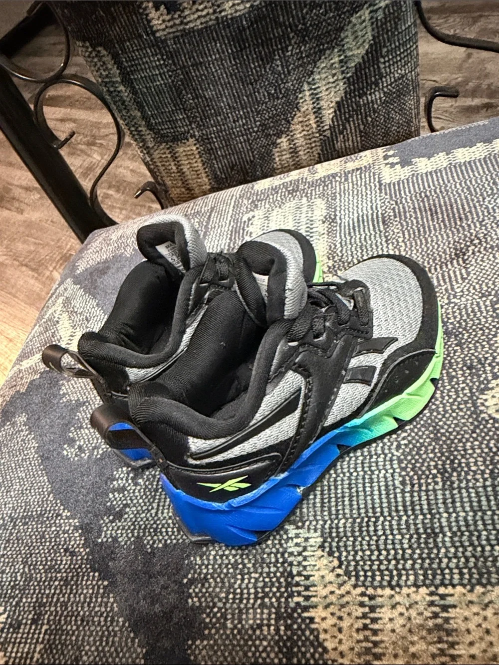 Reebok Kids Gray, Black and Blue Athletic Sneakers